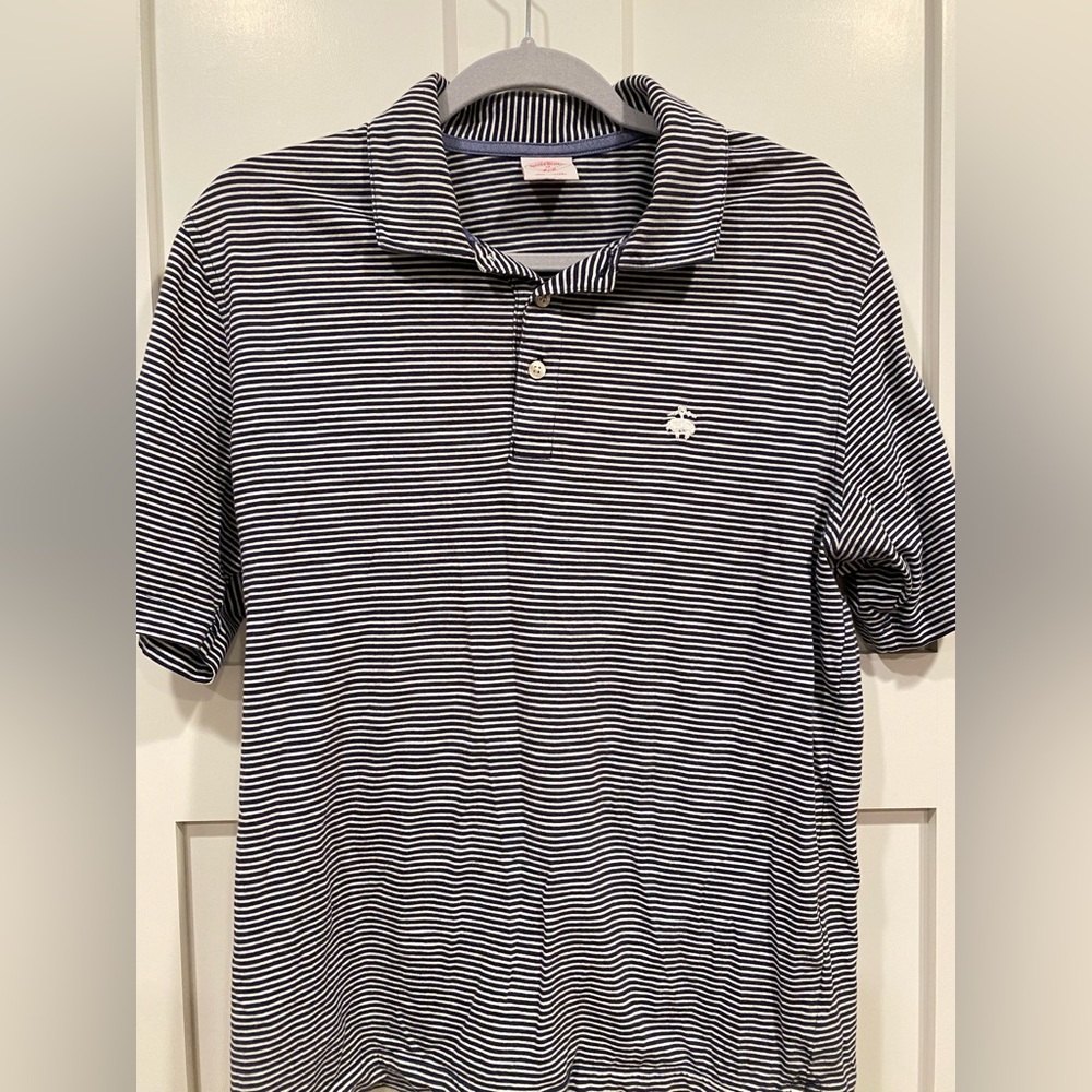 Brooks Brothers Red Fleece blue and white striped polo. Medium.